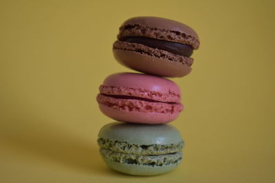 Close-up of cake against white background