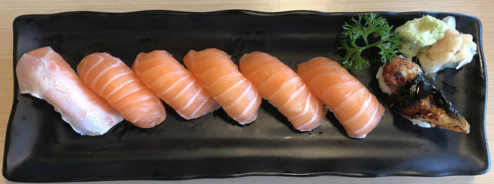 High angle view of fish in plate