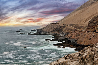 Scenic view of sea against sky during sunset