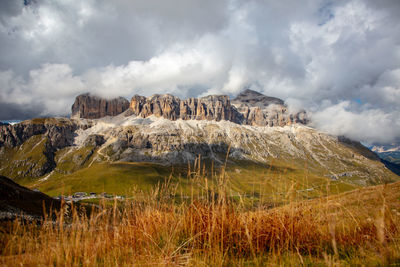 View of landscape and mountains against sky