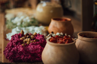 Close-up of fruits in bowl on table