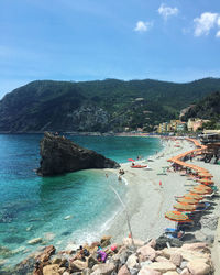 High angle view of beach against sky