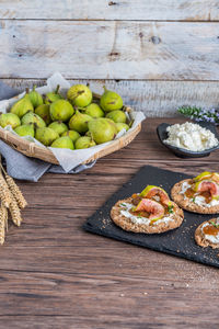 High angle view of food on table