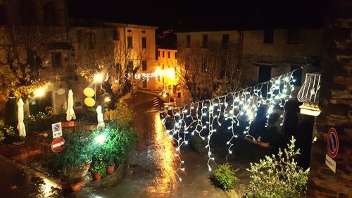 Panoramic view of illuminated city at night