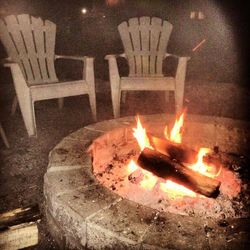 Close-up of bonfire at night