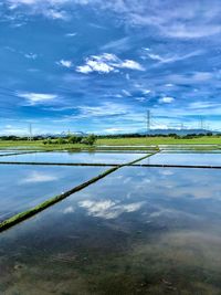 Scenic view of lake against sky