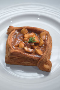 High angle view of meal served in plate