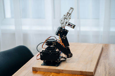 Close-up of equipment on table