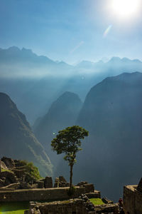 Scenic view of mountains against sky