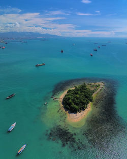 High angle view of sea against sky