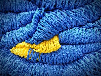 Close-up of blue and yellow rope