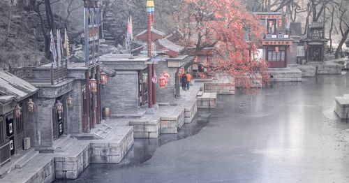 View of building in city during winter