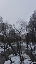 Scenic view of lake against sky during winter