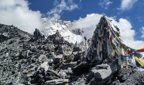 Panoramic view of snowcapped mountains against sky