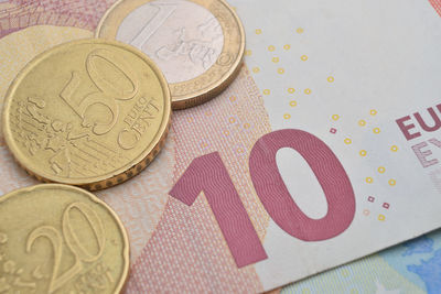 Close-up of coins