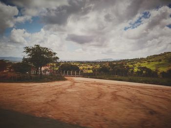 Scenic view of landscape against cloudy sky