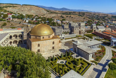 High angle view of buildings in city