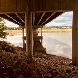 Bridge over river against sky