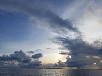 Scenic view of sea against dramatic sky