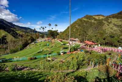 High angle view of townscape against sky