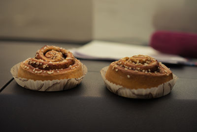Close-up of cupcakes on table