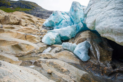 Rock formation in snow