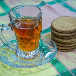 Close-up of tea served on table