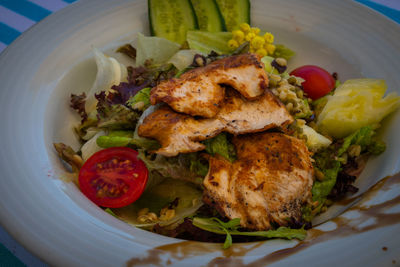 Close-up of meal served in plate