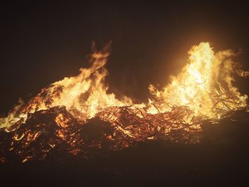 Close-up of bonfire at night