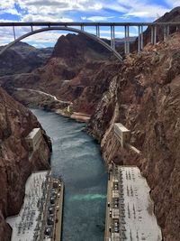 High angle view of bridge over river