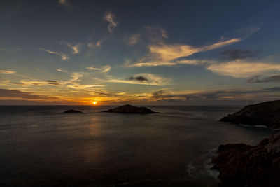 Scenic view of sea against sky at sunset