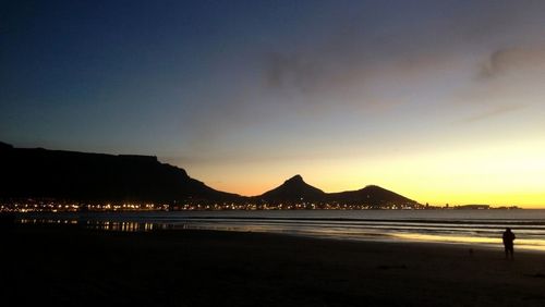 Scenic view of sea at dusk