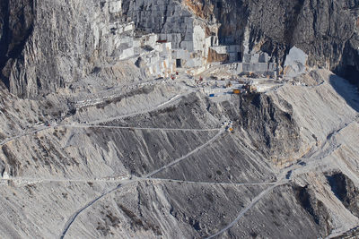 High angle view of rock formations on landscape