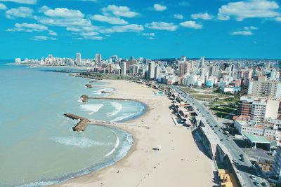 Aerial view of city at seaside