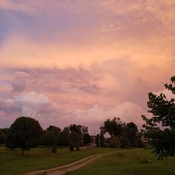 Scenic view of field against sky during sunset