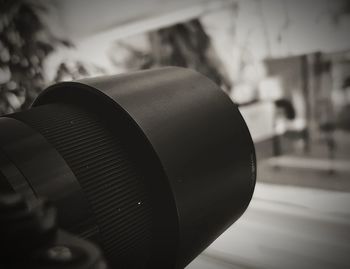 Close-up of camera on street