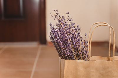 Close-up of lavender on table at home