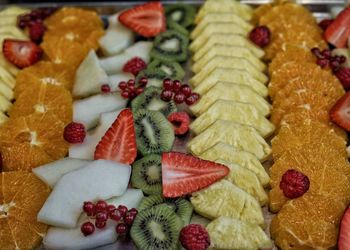 High angle view of fruits in plate