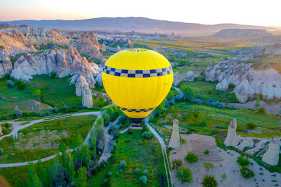 Hot air balloon flying over cappadocia