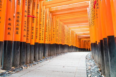 Panoramic view of text on footpath amidst buildings