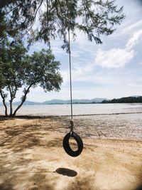 View of swing against sky