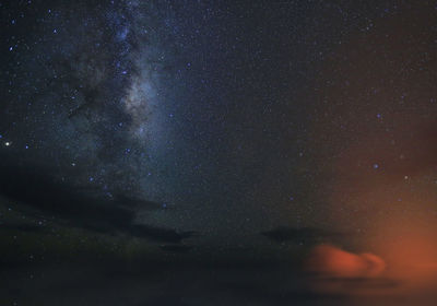 Low angle view of trees against sky at night