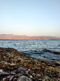Scenic view of sea against clear sky