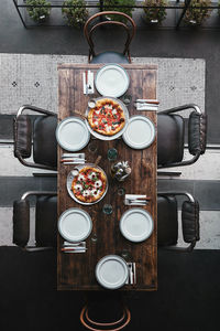 High angle view of food on table