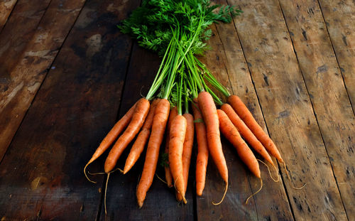 High angle view of vegetables on table