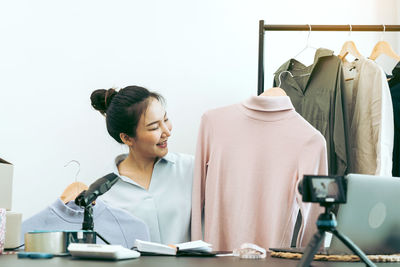 Young woman working at desk