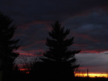 Silhouette trees against sky at sunset