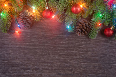 Illuminated christmas tree at night