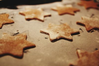 High angle view of star shape chocolate