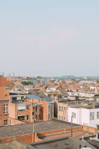 High angle view of townscape against clear sky